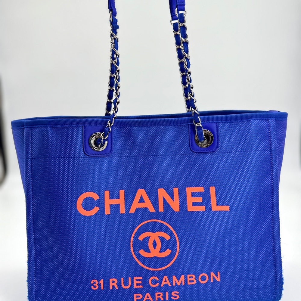 Chanel Blue and Orange Deauville Tote Bag Luxury Collection